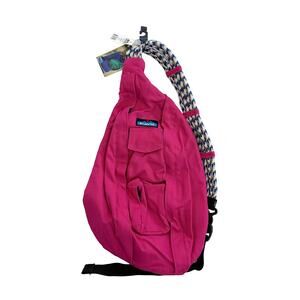 NWT KAVU Rope Bag Sling Backpack Outdoor Canvas Magenta Hot Pink Teal Lining